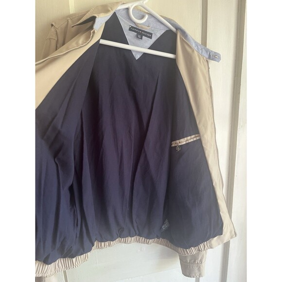 Tommy Hilfiger Men's Vintage Bomber Beige Collared Zip Up Buttons Pockets Size L - Picture 11 of 14